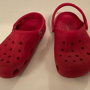 Crocs classic electric pink rubber slip ons